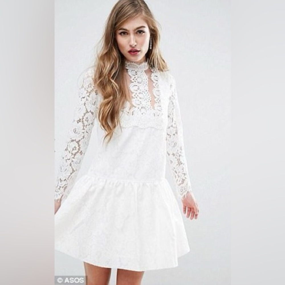 Asos white mini dress - size 2